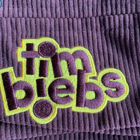 Justin Bieber x Tim Horton’s tim biebs brown corduroy collectible Fanny pack EUC - Picture 2 of 5